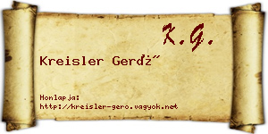 Kreisler Gerő névjegykártya